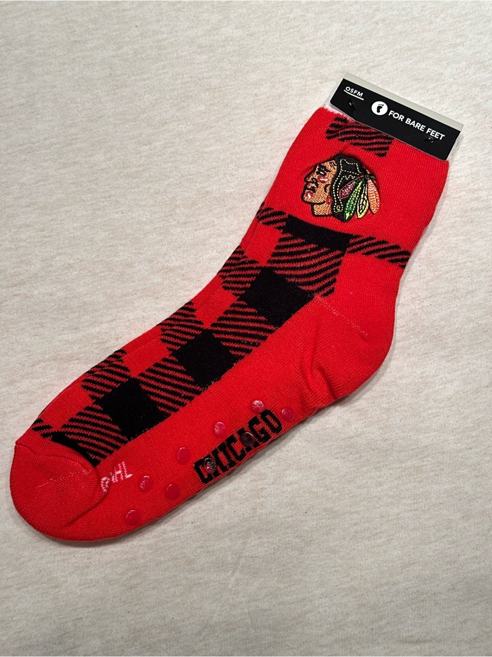NHL Chicago Blackhawks Cozy Buff Slipper Socks NWT OSFM